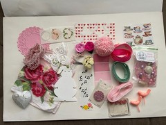 Vintage Slow Stitch Junk Journal Assemblage Craft Supplies, pink floral theme