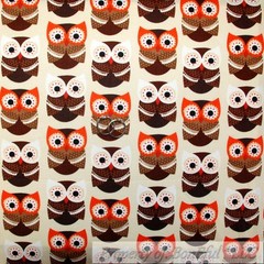 BonEful Fabric FQ Cotton Quilt Brown White Cream Orange OWL Bird B&W Dot Fall US