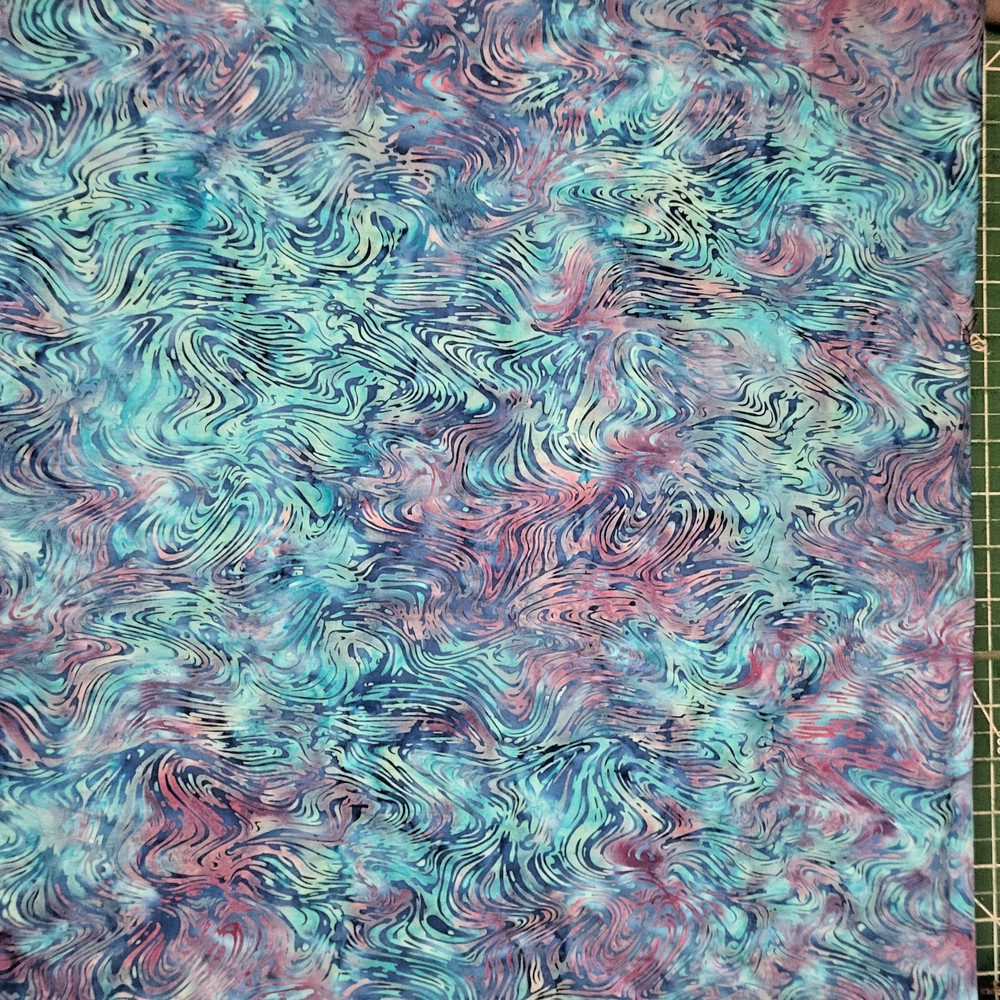 Batik turquoise blue purple pink cotton sew quilt fabric bhy x 44″ swirly design