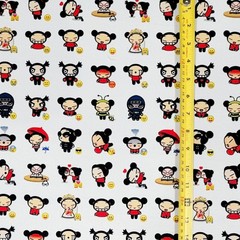 PUCCA CHIBI EMOJI WHITE ANIME 1 YARD FABRIC ( 36″ X 58″ ) BRAND NEW