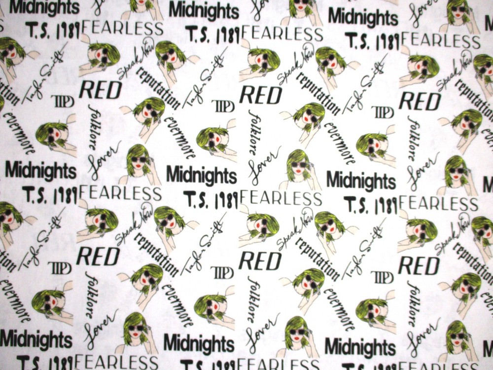 Taylor Swift Album Names on 100% Cotton Fabric by the 1/4 Yard : 9″ x 57″