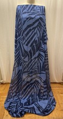 100% Luxurious Silk French Georgette Blue Abstract/Palm Fabric By The Yard 56″W
