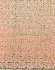 Blush Pink Gold Swiss Voile Lace| Floral Lace Embroidery| Sold by 5 Yards.