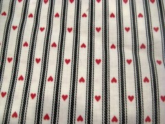 Valentine Hearts and Stripes Fabric sold by the 1/2  Yard