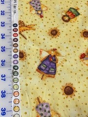Pretty Harvest Angels on Golden Yellow cotton Fabric per yd 44″