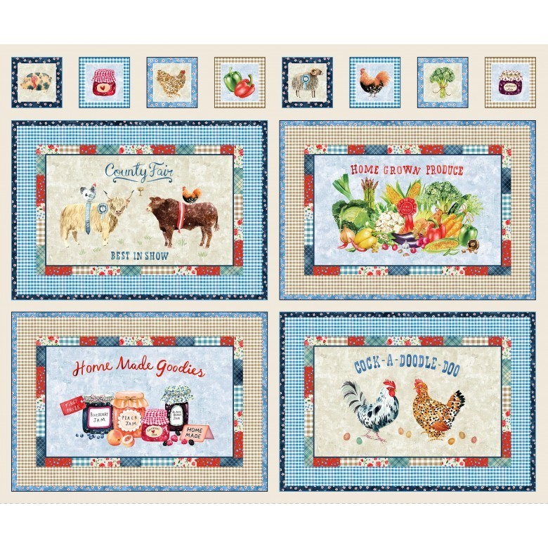 Country Fair Panel / Placemats – 1 yard panel – Continuous panels available.