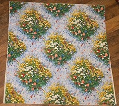 VTG House ‘N Home Fabrics & Draperies 48″ X 46″ Fabric Floral Blue Green