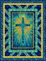 Northcott – Risen – Large Packed Crosses – Blue/Multi, Fabric BTY