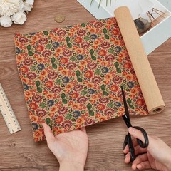 2 PC Flower Pattern Cork Fabric 60×12 Inch Retro Soft Wood Craft Sheet