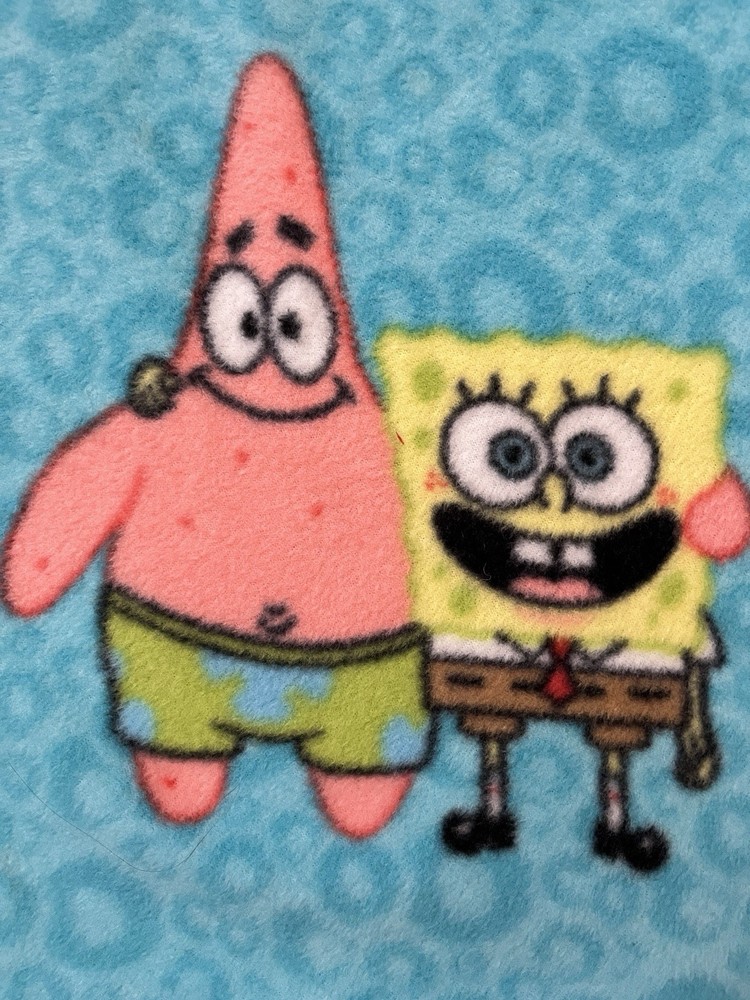 Vintage Nickelodeon Sponge Bob Square Pants Fleece Repurpose Craft RARE 28”x 52”