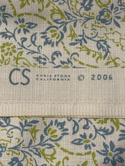 Fabric Cloth Chris Stone California 2006 Blue Green Floral 41″x55″