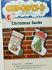 fabric panel 606F CHRISTMAS SOCKS Stockings Patch Press CUT-OUTS 1981 uncut