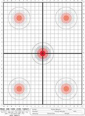 MRAD 100 Yard Zero Target Calibrated for .1 Mil Adjustment per Click. 100 Yard S
