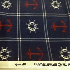 TWO 1/2 yard pieces NAUTICAL THEME FABRIC Bryant Industries Decorator RED BLUE
