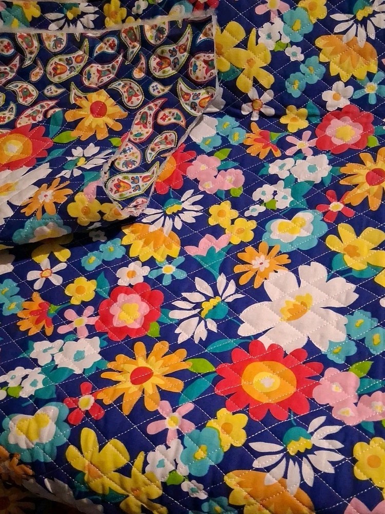 Paisley Floral Prequilted Cotton Fabric 26″ X 22″ And 18″ X 9″ Pieces