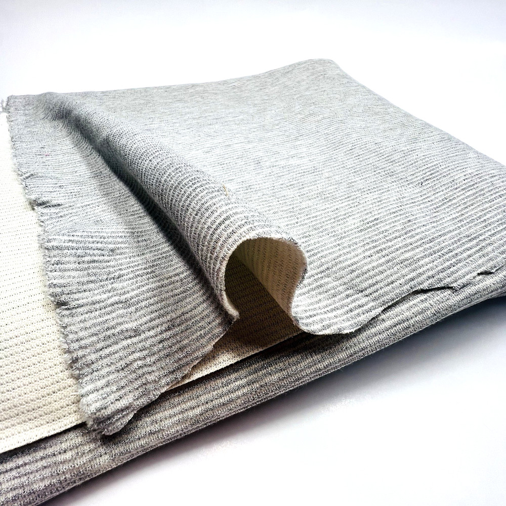 Double Knit Textured Gray 4 Way Stretch 56 ” Wide Fabric Lot of 5 Yards for $ 10
