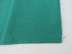 Lot of 2 – Jo-Ann Fabrics Cotton Red & Green Solid With Gold Dots 2 Yds Each