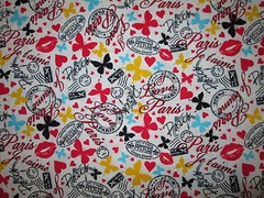 PARIS I LOVE WORDS POST MARKS BRIGHT COLORS COTTON FABRIC FQ