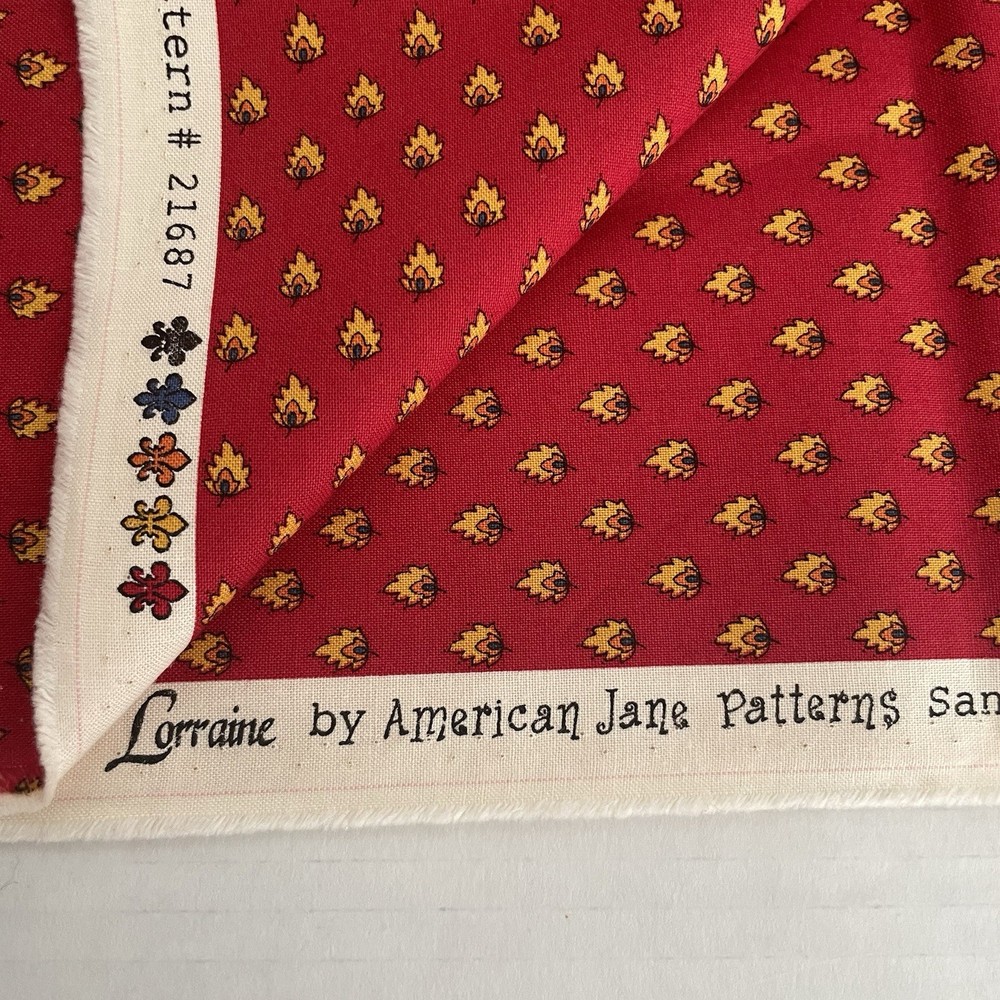 Moda Fabric Red Foulard Yellow Leaf/Fire Flames “Lorraine” American Jane 75×45”