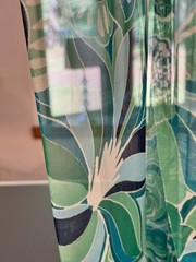 Sheer blue green white stretchy floral fabric by the yard deadstock from Mood