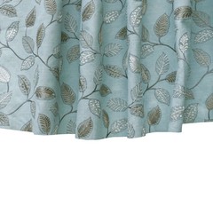 Powder Blue Leaves Fabric By The Yard, Cotton Linen Embroidered Floral