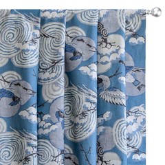 Blue, White, Gray Printed Cotton Fabric by the Yard, 1 Yard Blue Cotton Fabric