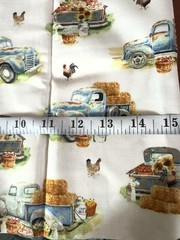 Autumn Sunflower Pumpkin Fall Harvest Old Truck Farmhouse Cotton Fabric 46”x 30”