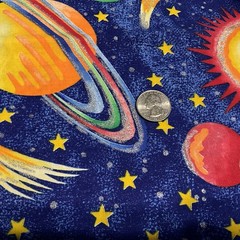 Fabric Traditions 2000 Fabric Planets Shimmer Bold Colorful Over 1 Yard