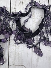 Trim Lot 5+ Yards Beaded Dangle Black Stretch Beaded Gold Black Craft Sew