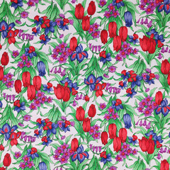 Hoffman International Floral-Themed Cotton Fabric Remnant 35×42 In