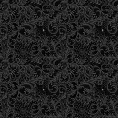 Lumin/White Owl – Dark Academia – Scrolls And Webs – Charcoal, Fabric BTY