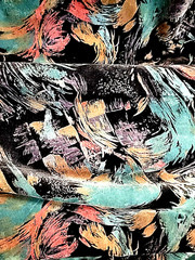 Velvet Upholstery Designer Fabric Modern Abstract Black Aqua Blue Pink 2 3/4 yd