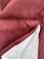 VTG Vinyl Backed Upholstery Fabric MCM Burgundy Red French Damask Jacobean 9 Yd