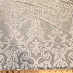 White on White Velveteen Devore Burnout w/ Rococo Pattern