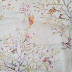1 Yard Clarke and Clarke Coppice Summer Garden Fabric Birds Animals Trees Whimsy
