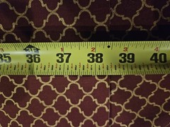 2 38 X 38 Squares “Buttercream” brand Trellis pattern fabric in red and gold