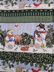 Winter Friends By Claire Murray 2005 Cotton Striped Christmas Fabric 2 Yrds X 43