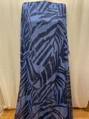 100% Luxurious Silk French Georgette Blue Abstract/Palm Fabric By The Yard 56″W