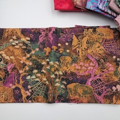 1 lb 6 oz Quilt Cotton Sewing Fabric Blue Purple Pink Batik Remnants FQ ~1.3 Yd