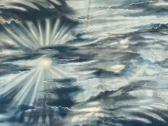 By 1/2 Yd “Nature’s Elements” Clouds Sky Rays Blue White Cotton Fabric Hoffman