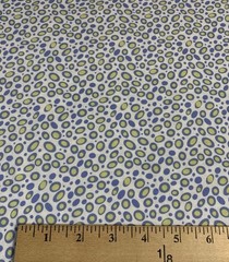 “Go Girl” Ovals & Polka Dots Fabric Remnant By Top Drawer Blue Green And White