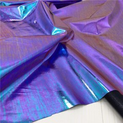Metallic Laser Stretch Fabric Purple Turquoise Holographic Crafts Material Shiny
