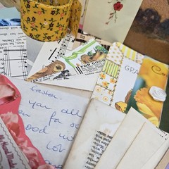 Junk Journal Lot 1Lb Ephemera Card Ribbons Book Page Fabric Button Craft Collage