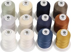 Multi-Purpose 100% Cotton Thread Spools, 600M – 12 Stylish Neutral & Jean Colors