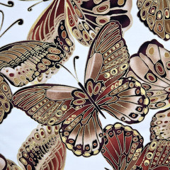 Shimmer Butterflies Metallic Gold On Cream Cotton CM9294 Timeless Treasures BTY