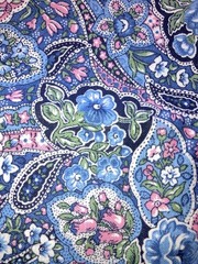 Floral Paisley Denim Blue Lt Pink Lt Green Vintage Peter Pan Fabric 2.75Y x 44″W