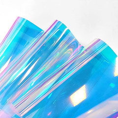 6 Pcs Holographic Clear PVC Fabric Iridescent Blue 0.8Mm Thick Transparent Vinyl