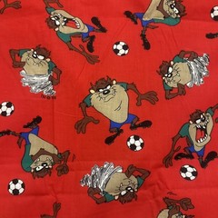 1994 Vintage Warner Bros Looney Tunes Red Cotton Fabric 2.2 yards 45” x 78”
