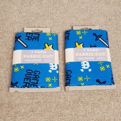David Textiles 1 Yard Lot of 2 Game Over Blue Video Game 100% Cotton Fabric New
