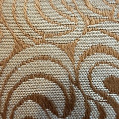 VTG Jacquard Abstract Swirl Scroll Upholstery Fabric Golden Caramel Ivory 98×54